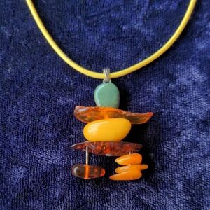 Vintage Handmade Necklace With Natural Baltic Amber Stones